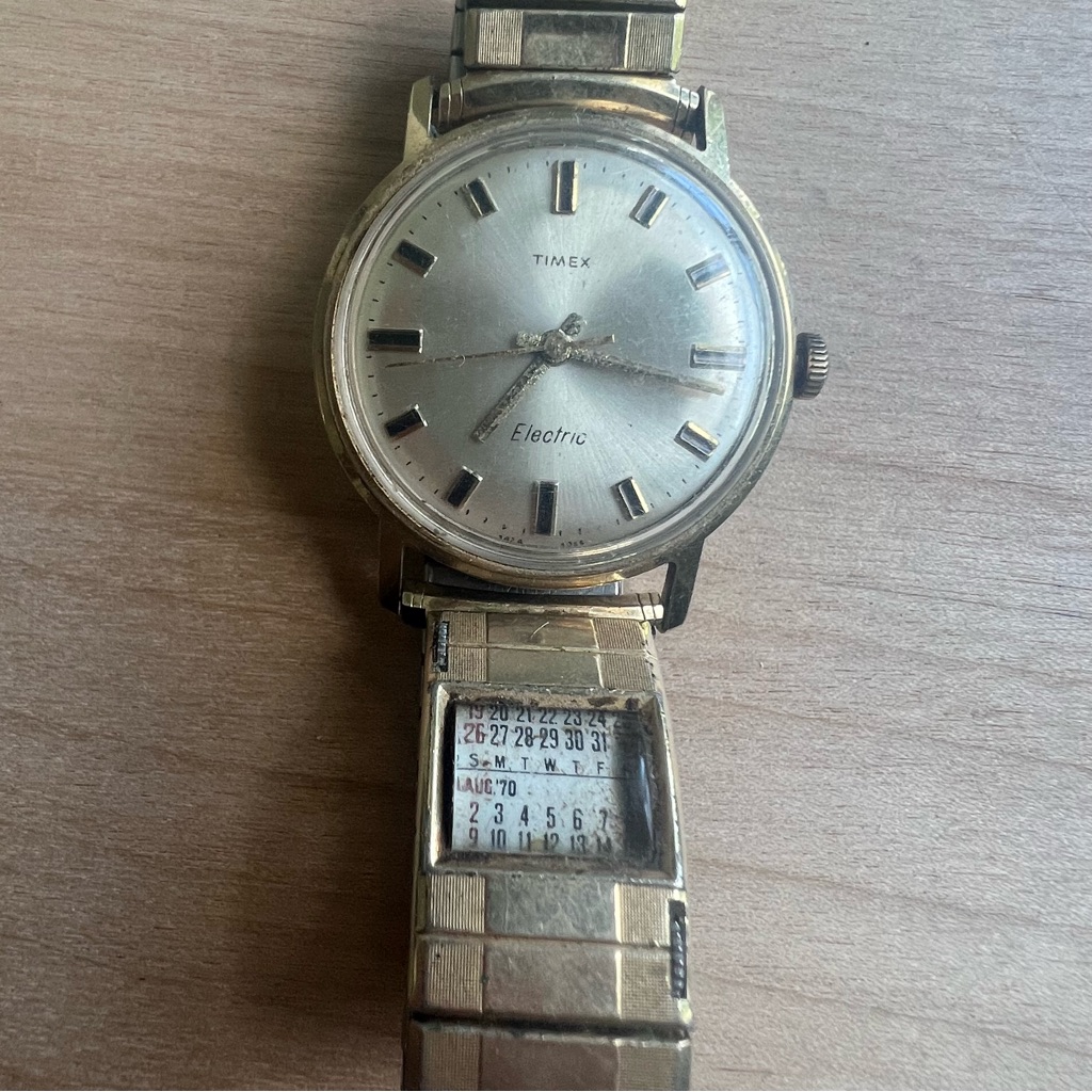Vintage Timex Electric Watch Scroll Calendar, For Parts And Repair